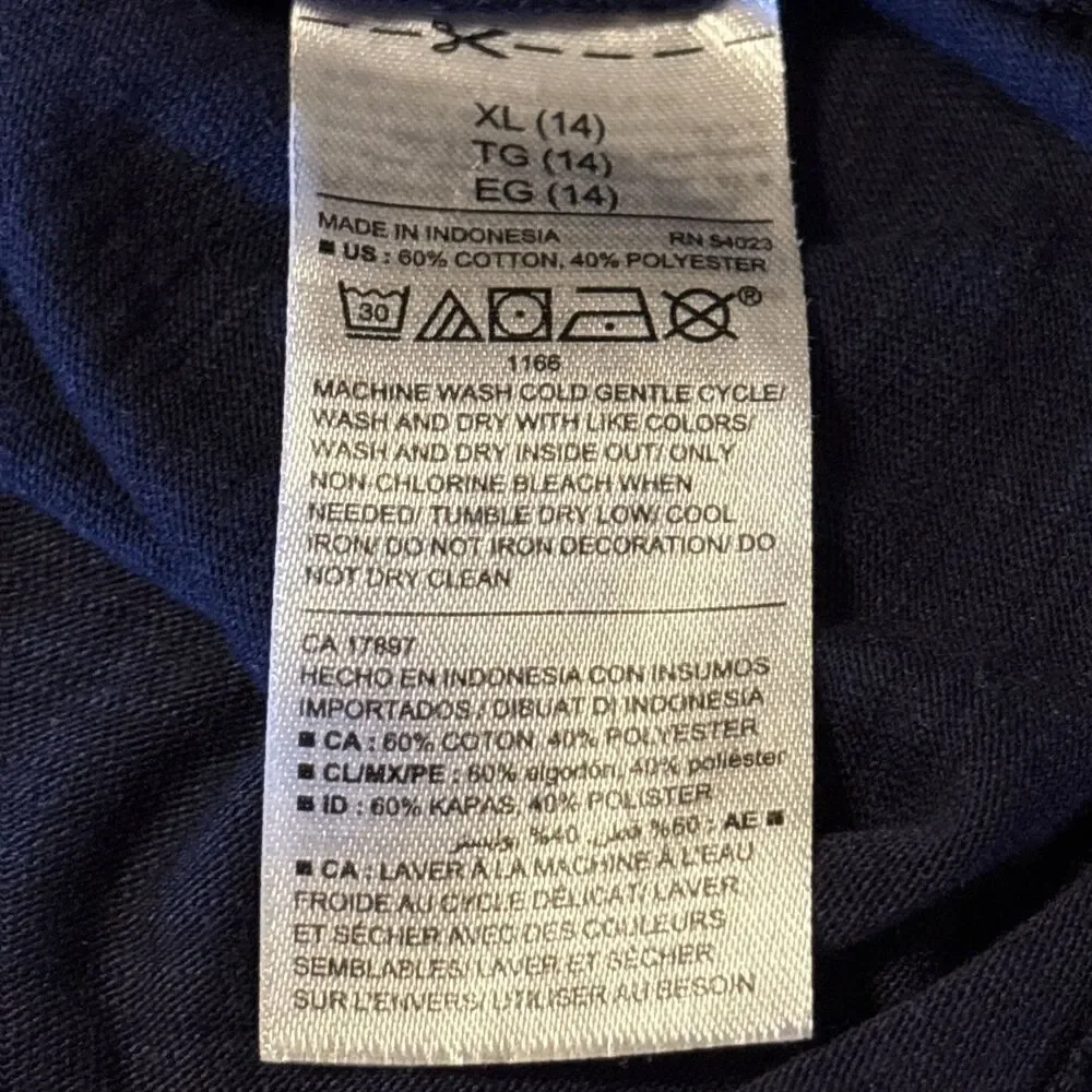 Girls Old Navy Blue Happiness Is Magnetic Ruffled Long Sleeve T Shirt Size XL/14